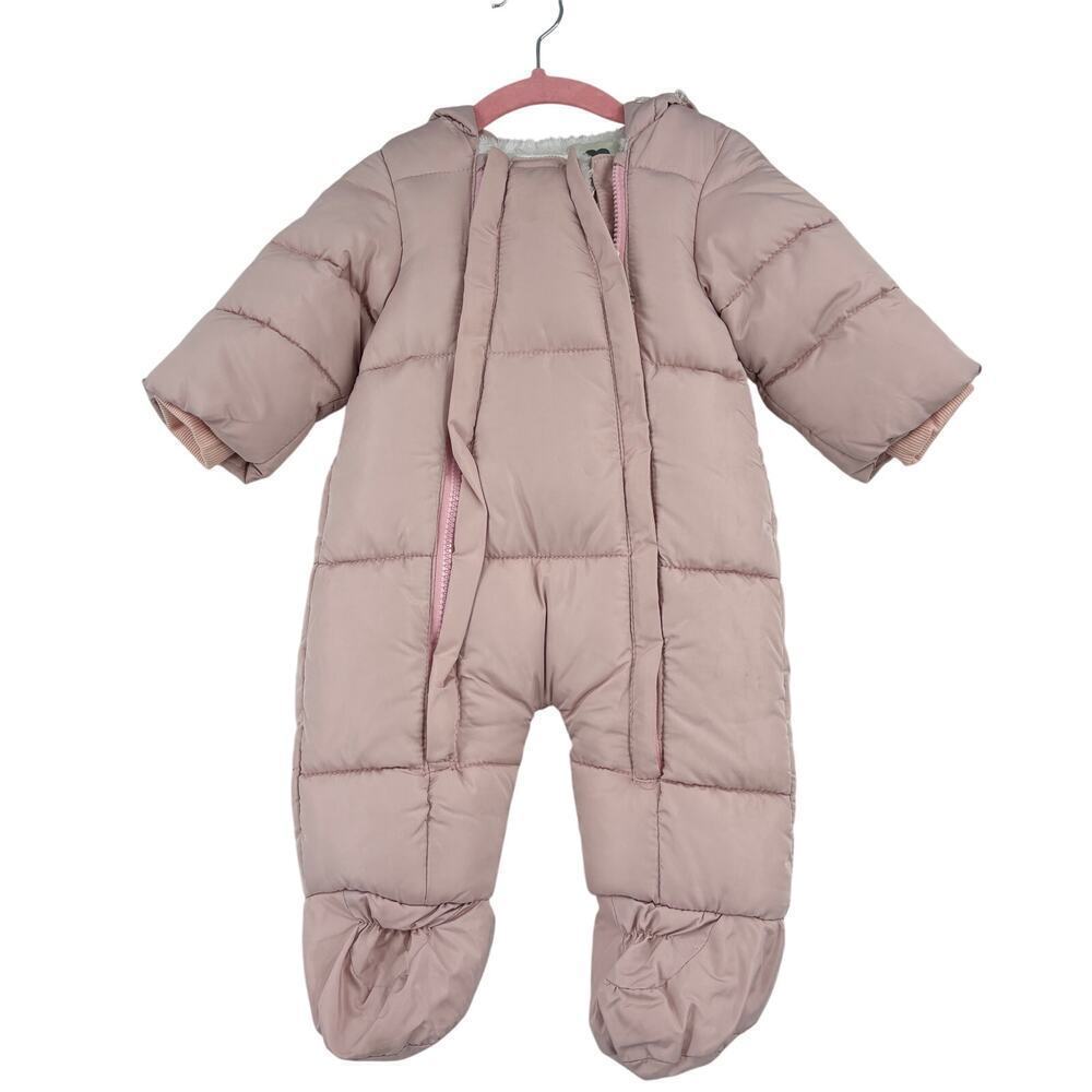 Mother's BabyBear Snowsuit Bunting 6-9 Months Pink Faux Fur‎ Double Zip Hooded